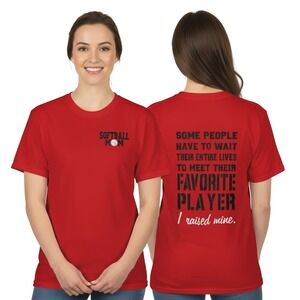Gildan T-Shirt Large Red‎ Short Sleeves Crewneck Softball Mom Graphic Sporty Fun